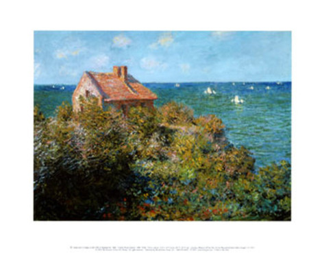 Fishermans Cottage On The Cliffs At Var-Claude Monet Painting - Click Image to Close